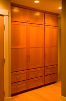 Thumb misc  shaker style  vertical grain fir  light color  recessed panel doors and drawer fronts  linen  closet  standard overlay