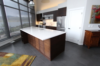 Thumb kitchen  contemporary style  quartersawn walnut  dark color  frameless construction