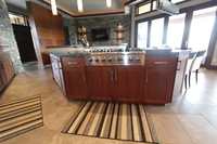 Thumb kitchen  contemporary style  sapele  medium color  angled island  full overlay