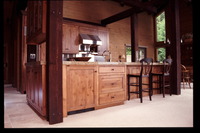Thumb kitchen  craftsman style  knotty alder  medium color  glazed  recessed panel  flush mount  5 piece fronts